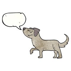 freehand speech bubble textured cartoon dog