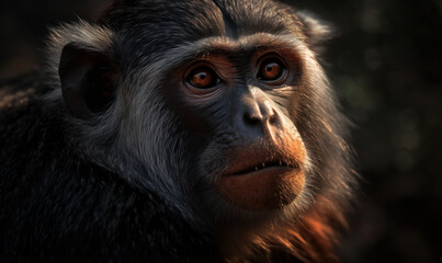 Obraz premium photo of DeBrazza’s monkey in its natural habitat. Generative AI