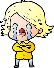 cartoon woman crying