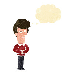cartoon man staring with thought bubble