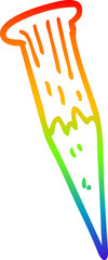 rainbow gradient line drawing of a cartoon wooden stake