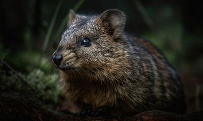 Naklejka premium close up photo of dassie rat on dark blurry background. Generative AI
