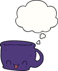 cartoon cup of coffee with thought bubble
