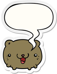 funny cartoon bear with speech bubble sticker