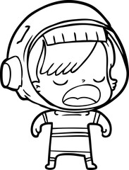 cartoon astronaut woman explaining