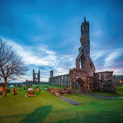 Cathedral of St Andrew, ruined cathedral in St Andrews, Fife, Scotland, England, UK, morning hour,...