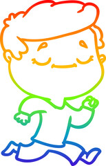 rainbow gradient line drawing of a cartoon peaceful man running