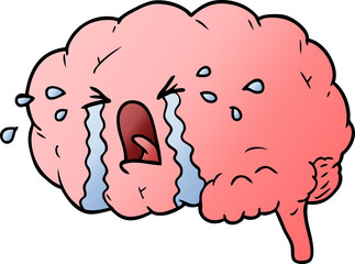 cartoon brain crying