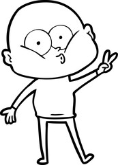 cartoon bald man staring