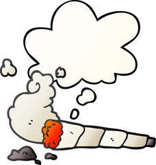 cartoon cigarette with thought bubble in smooth gradient style