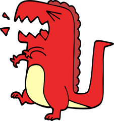 cartoon doodle roaring dinosaur