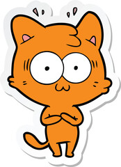 sticker of a cartoon surprised cat