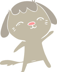 happy flat color style cartoon dog