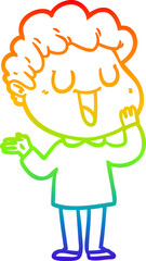 rainbow gradient line drawing of a laughing cartoon man