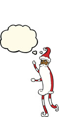cartoon skinny santa with thought bubble