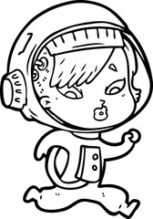 cartoon astronaut woman