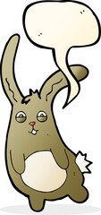 funny cartoon rabbit with speech bubble
