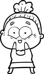 cartoon happy old woman