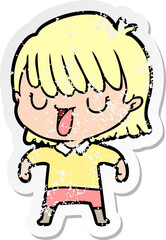distressed sticker of a cartoon woman