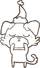 Christmas Dog Charcoal Drawing