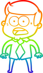 rainbow gradient line drawing of a cartoon shocked man
