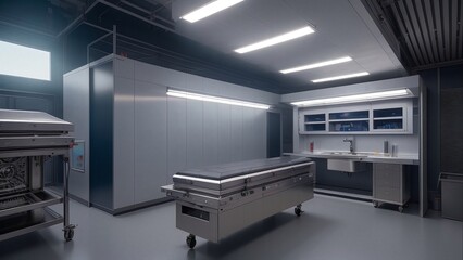 Digital illustration of a morgue, generative AI