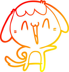 warm gradient line drawing of a cartoon laughing dog