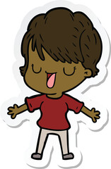 sticker of a cartoon woman talking