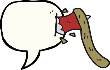 freehand drawn speech bubble cartoon axe