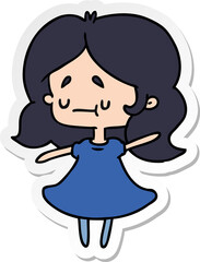 sticker cartoon illustration of a cute kawaii girl