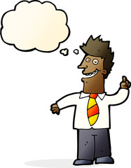 cartoon man with good idea with thought bubble