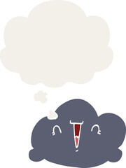 cartoon cloud with thought bubble in retro style