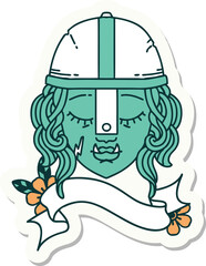 sticker of a orc fighter character face