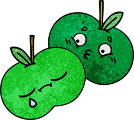 retro grunge texture cartoon of a apples