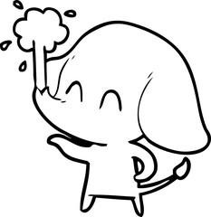 cute cartoon elephant spouting water