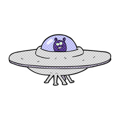 freehand drawn cartoon flying saucer