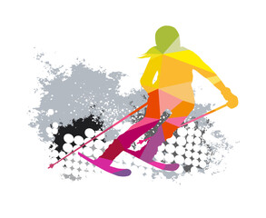 Ski sport graphic for use as a template for flyer or for use in web design.