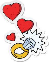 sticker of a cartoon diamond engagement ring
