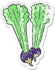 distressed sticker of a cartoon beetroot