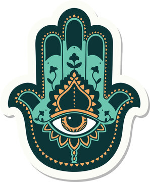 sticker of tattoo in traditional style of a hamza