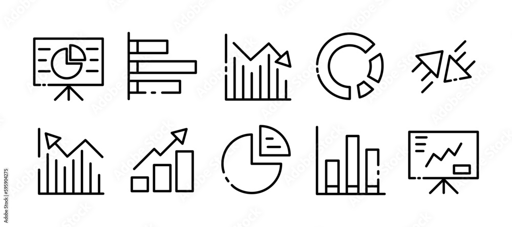 Poster statistics. line icon, black, linear icons of statistics. vector icons.