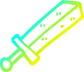 cold gradient line drawing of a cartoon sword