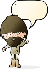 Fototapeta premium cartoon hippie man in wellington boots with speech bubble