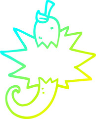 cold gradient line drawing of a cartoon red hot chili