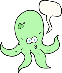 freehand drawn speech bubble cartoon octopus