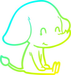 cold gradient line drawing of a cute cartoon elephant