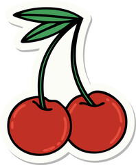 sticker of tattoo in traditional style of cherries