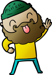 man with beard sticking out tongue