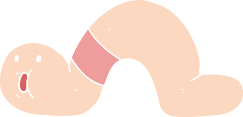 flat color style cartoon surprised worm