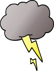 cartoon doodle storm cloud with lightning